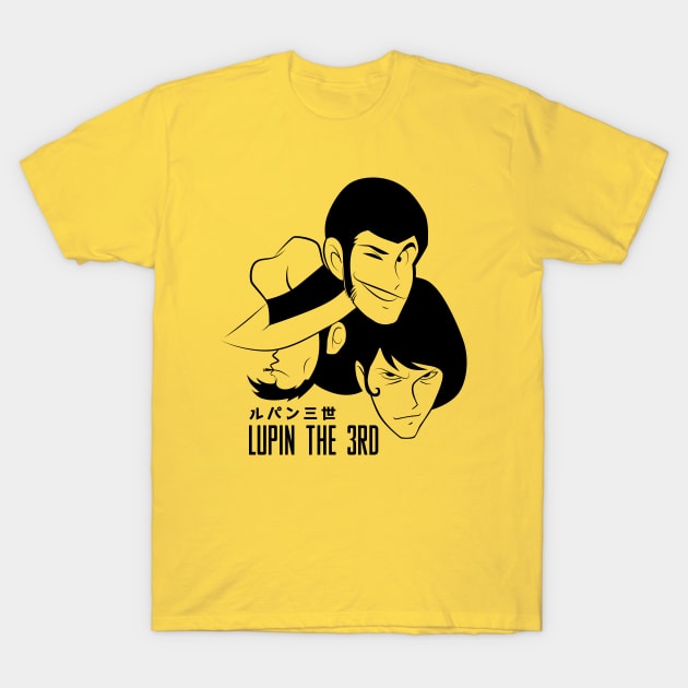 218 Lupin 3head T-Shirt by Yexart